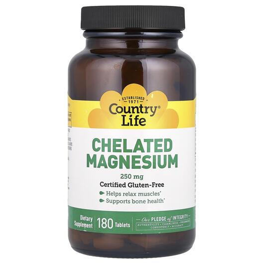 Основне фото товара Chelated Magnesium 250 mg, Хелатний Магній 250 мг, 180 таблеток