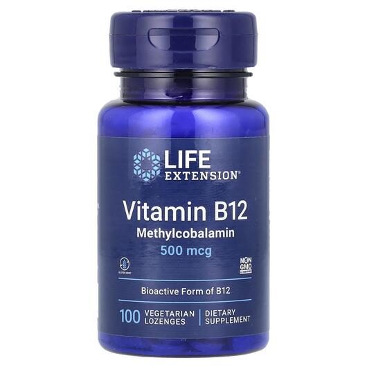 Основное фото товара Life Extension, B-12 500 мкг, B-12 500 mcg, 100 леденцов