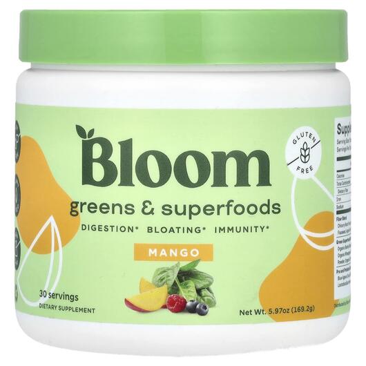 Основное фото товара Bloom, Суперфуд, Greens & Superfoods Mango, 169.2 г