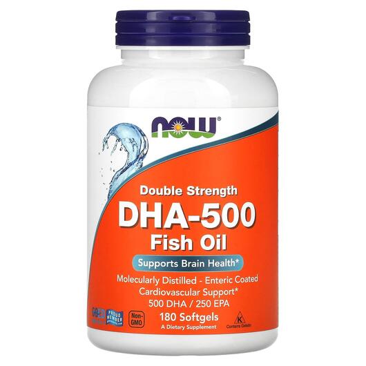 Основне фото товара NOW, DHA-500, ДГК 500 ЕПК 250, 180 капсул