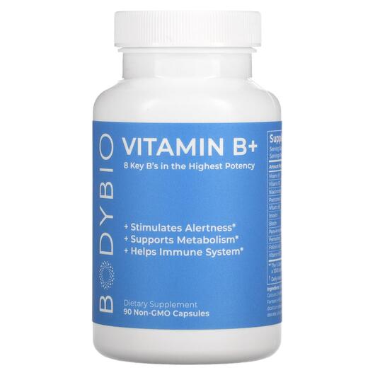 Основное фото товара BodyBio, Витамин B, Vitamin B+ Non-GMO, 90 капсул
