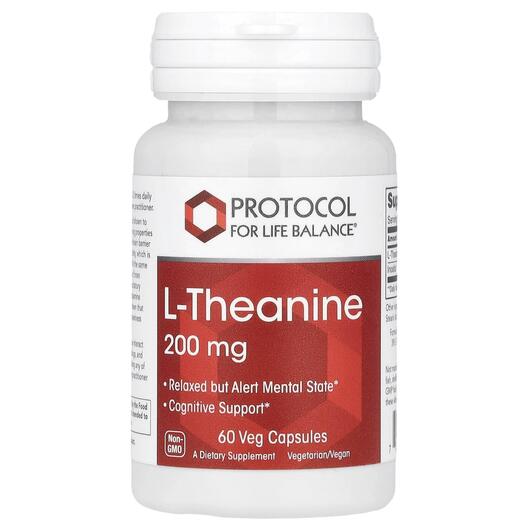 Основное фото товара Protocol for Life Balance, L-Теанин, L-Theanine 200 mg, 60 капсул