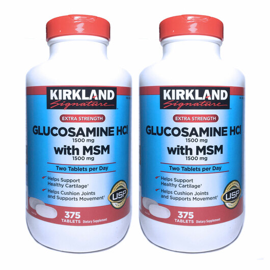 Основное фото товара Глюкозамин с МСМ, Glucosamine HCL with MSM 1500 mg, 375 таблеток