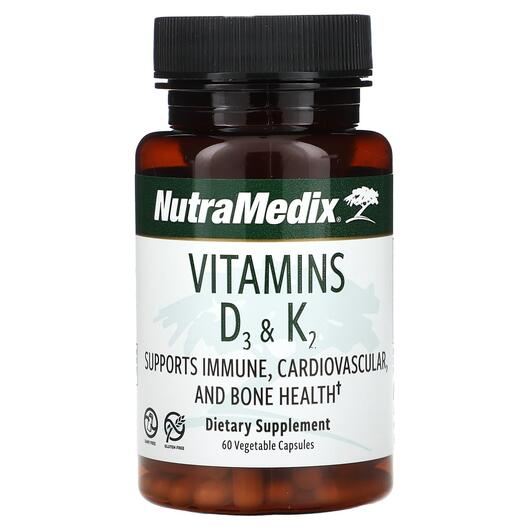 Основное фото товара NutraMedix, Витамины D3 + K2, Vitamins D3 & K2, 60 капсул