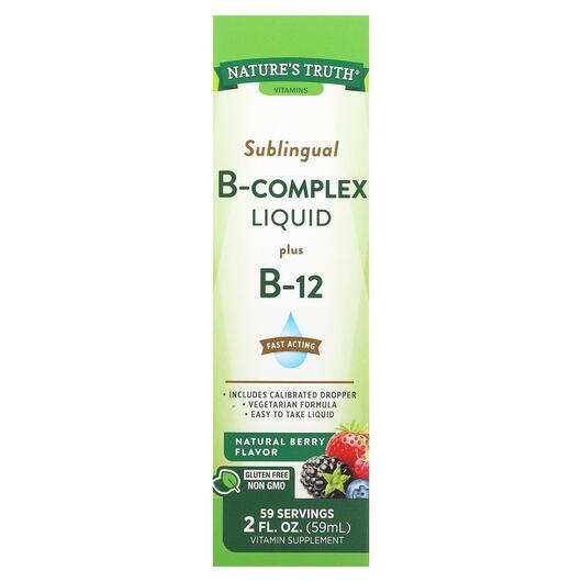 Основное фото товара Vitamins Sublingual B-Complex Liquid Plus B-12 Natural, B-комплек