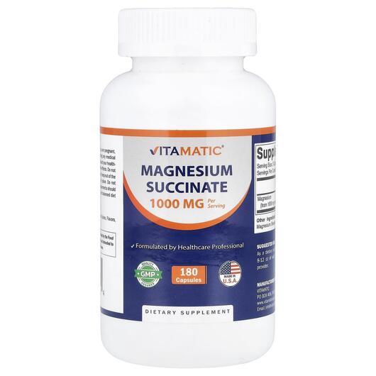 Основне фото товара Vitamatic, Magnesium Succinate, Магній, 180 капсул