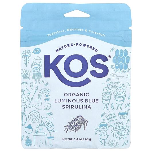 Основное фото товара KOS, Голубая спирулина, Luminous Blue Spirulina Powder, 40 г