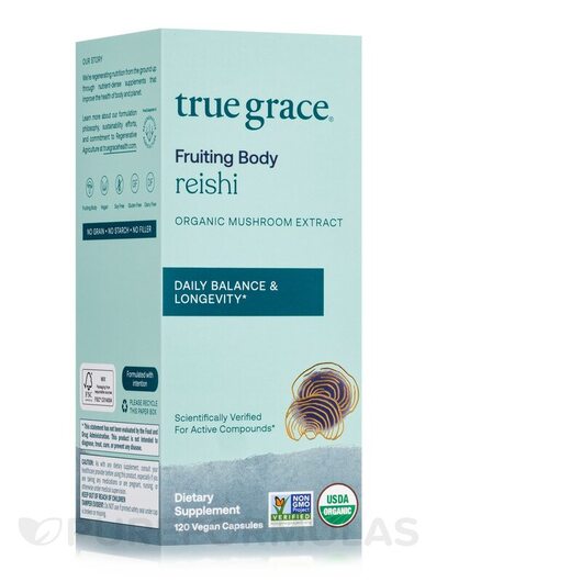 Основное фото товара True Grace, Грибы Рейши, Organic Reishi, 120 капсул