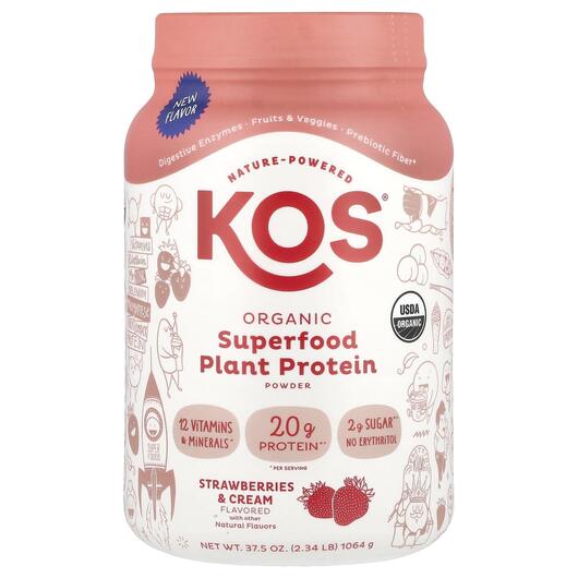 Основное фото товара Organic Superfood Plant Protein Powder Strawberries, Суперфуд, 10