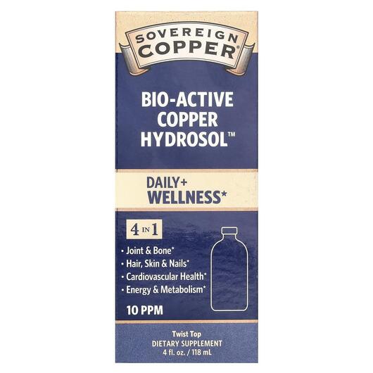 Основное фото товара Sovereign Silver, Медь, Bio-Active Copper Hydrosol, 118 мл