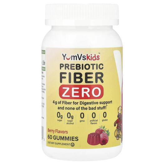 Основное фото товара Yum-Vs, Пребиотики, Prebiotic Fiber Zero Berry 2 g, 60 таблеток