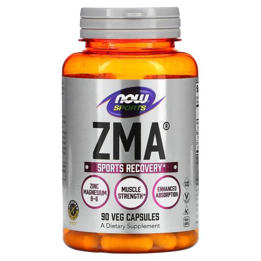 Основное фото товара NOW, ЗМА Цинк Магний B6, Sports ZMA Sports Recovery, 90 капсул
