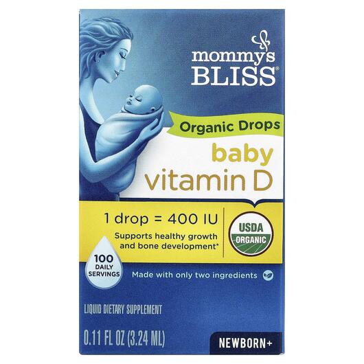Основное фото товара Витамин D3, Vitamin D Organic Drops Newborn +, 3.24 мл