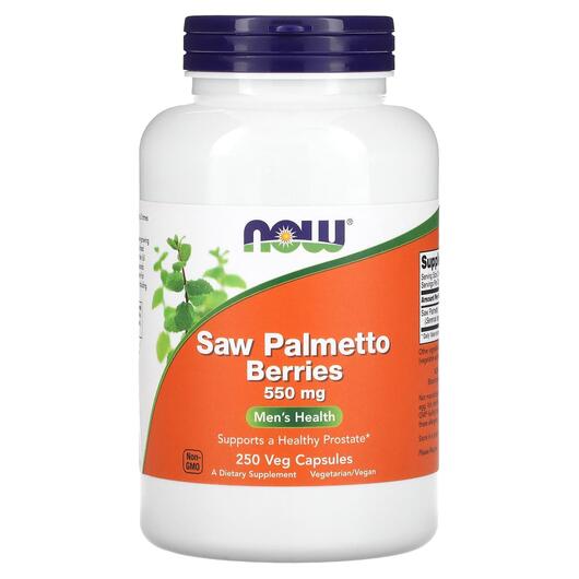 Основное фото товара NOW, Пальметто 550 мг, Saw Palmetto Berries 550 mg, 250 капсул