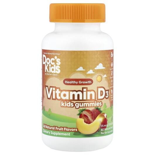 Основное фото товара Doctor's Best, Витамин D3 1000 МЕ, D3 Kids Gummies, 60 конфе
