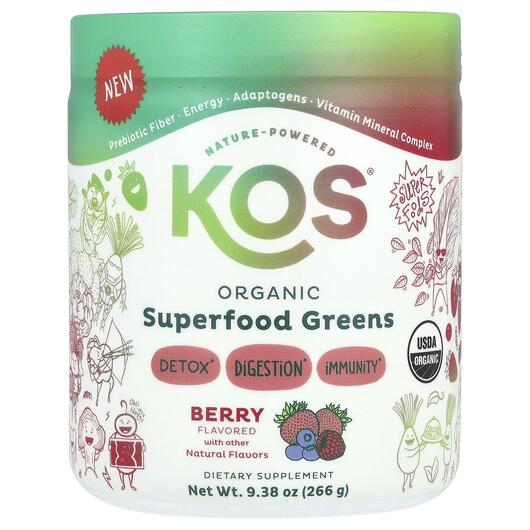 Основное фото товара KOS, Суперфуд, Organic Superfood Greens Berry, 266 г