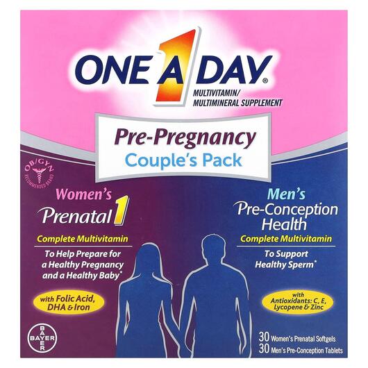 Основное фото товара Витамины для беременных, Pre-Pregnancy Couple's Pack, 30 таб