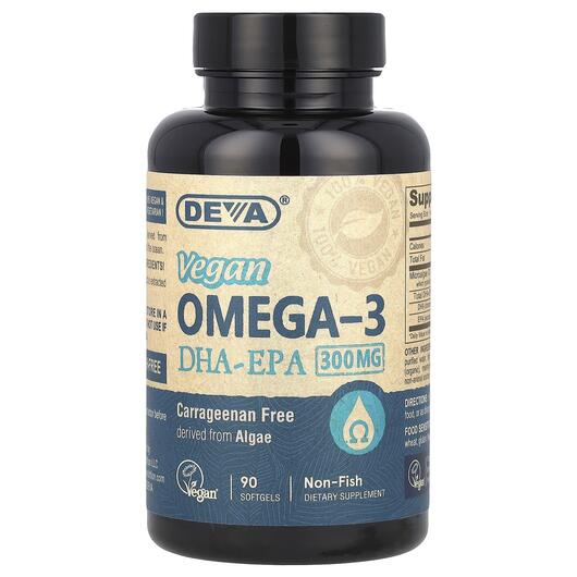 Основное фото товара Веганская Омега-3 ДГА и ЕПА 300 мг, Vegan Omega-3, 90 капсул