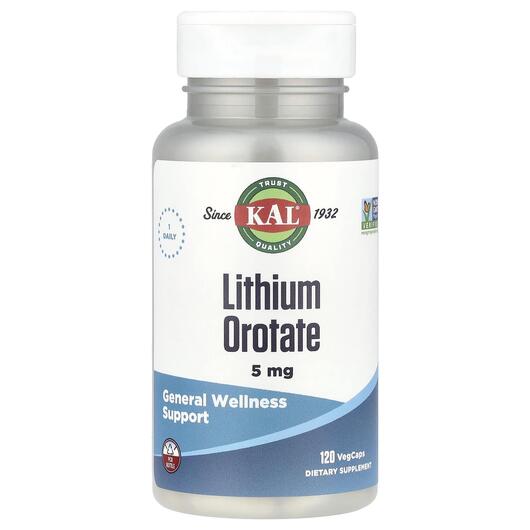 Основное фото товара KAL, Лития Оротат 5 мг, Lithium Orotate 5 mg, 120 капсул