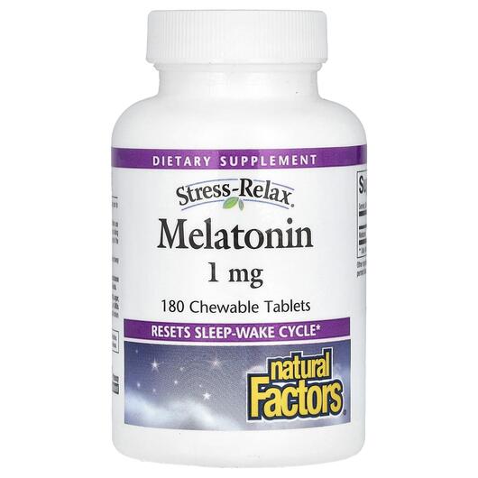 Основное фото товара Natural Factors, Мелатонин, Melatonin 1 mg Chewable, 180 таблеток
