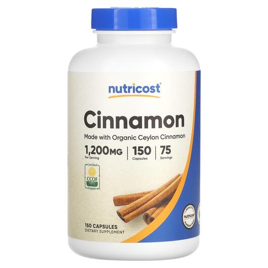 Основное фото товара Nutricost, Экстракт корицы, Cinnamon 1200 mg, 150 капсул