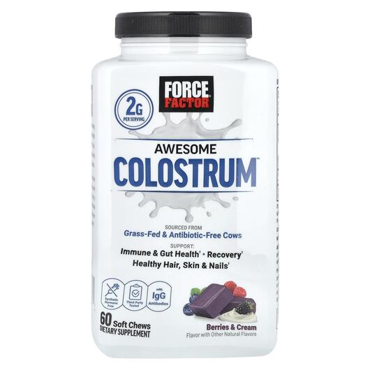 Основное фото товара Колострум, Awesome Colostrum Berries & Cream Chews, 60 Soft
