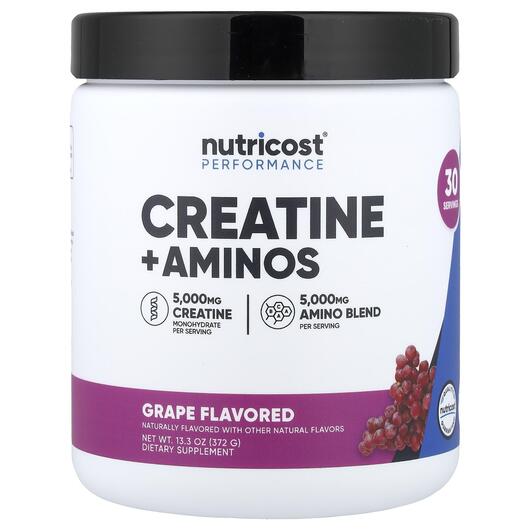 Основное фото товара Nutricost, Креатин, Performance Creatine + Aminos Grape, 372 г