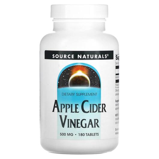 Основное фото товара Apple Cider Vinegar 500 mg 180, Яблочный уксус 500 мг, 180 таблет