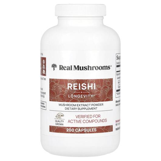 Основное фото товара Real Mushrooms, Грибы Рейши, Reishi, 200 капсул