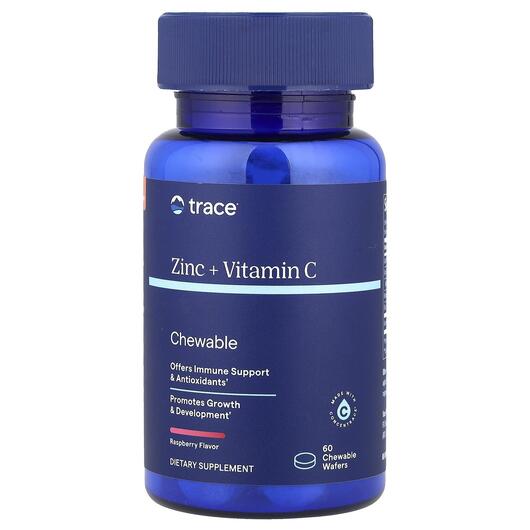 Основное фото товара Trace, Цинк, Zinc + Vitamin C Chewable Raspberry, 60 таблеток