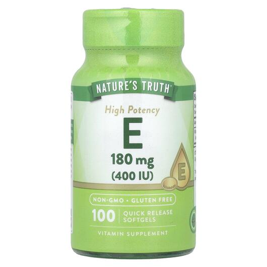 Основное фото товара Vitamin E High Potency 180 mg 400, Витамин E Токоферолы, 100 капс
