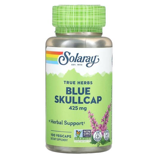 Основне фото товара Solaray, True Herbs Blue Skullcap 425 mg, Шоломниця, 100 капсул