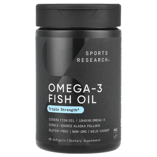 Основне фото товара Triple Stength Omega-3 Fish Oil, Омега-3 1250 мг, 90 капсул
