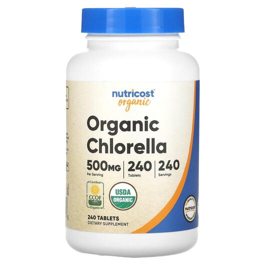 Основне фото товара Nutricost, Organic Chlorella 500 mg, Хлорела, 240 таблеток