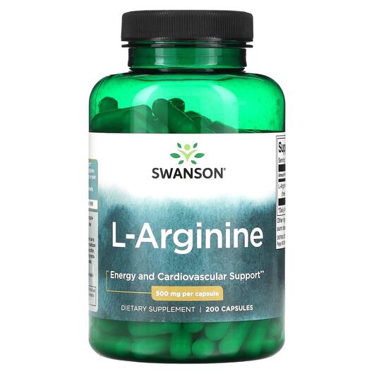 Основное фото товара Swanson, L-Аргинин, L-Arginine 500 mg, 200 капсул