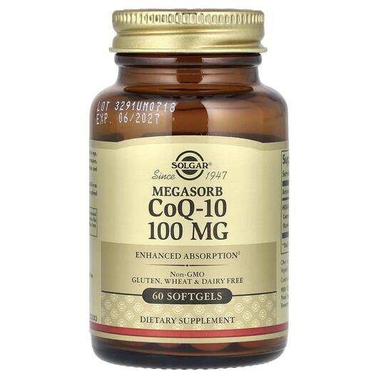 Основное фото товара Solgar, Мегасорб Q-10 100 мг, Megasorb CoQ-10 100 mg, 60 капсул