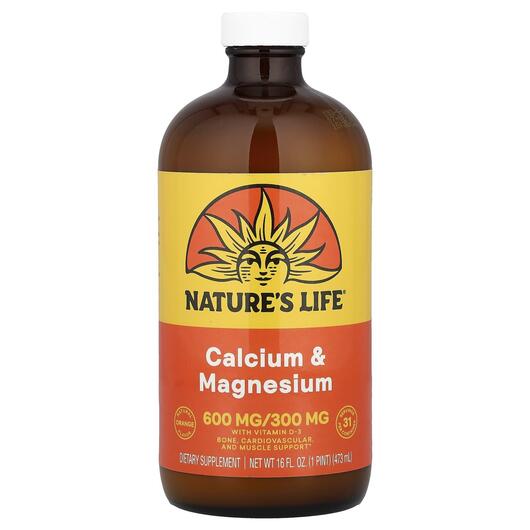 Основне фото товара Calcium and Magnesium Natural Orange, Кальцій Магній, 474 мл