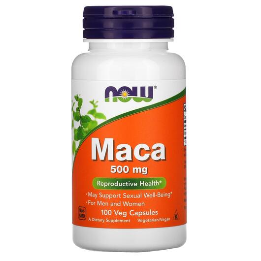 Основное фото товара NOW, Мака 500 мг, Maca 500 mg, 100 капсул
