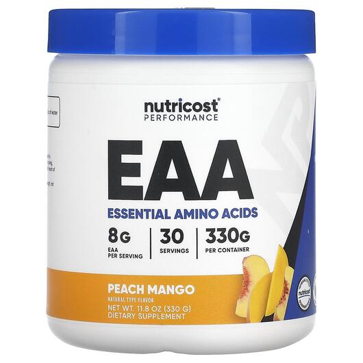 Основное фото товара Nutricost, ПЭА, Performance EAA Powder Peach Mango, 330 г