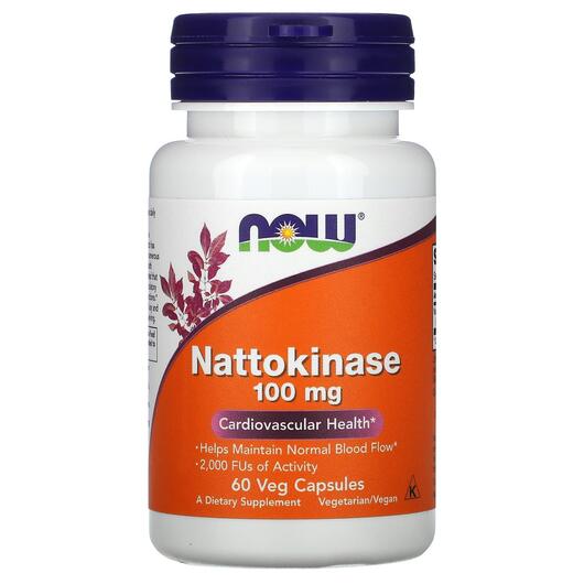 Основне фото товара NOW, Nattokinase 100 mg, Наттокіназа 100 мг, 60 капсул