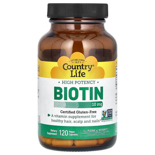 Основное фото товара Витамин B7 Биотин, Biotin High Potency 10 mg, 120 капсул