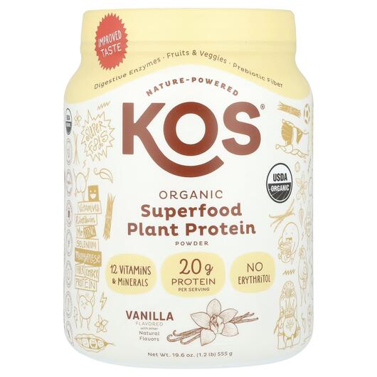 Основне фото товара KOS, Organic Plant Protein Vanilla 1, Органічний Протеїн, 555 г