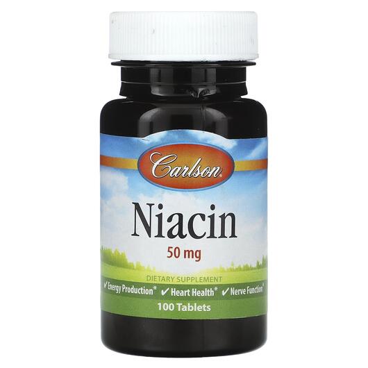 Основное фото товара Carlson, Витамин B3 Ніацин, Niacin 50 mg, 100 таблеток