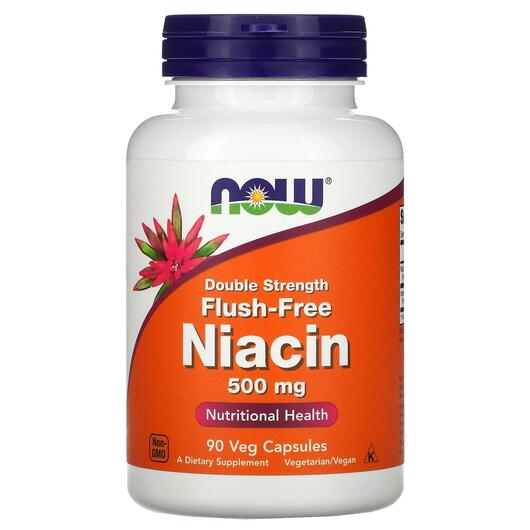 Основное фото товара NOW, Ниацин 500 мг, Niacin Double Strength 500 mg, 90 капсул