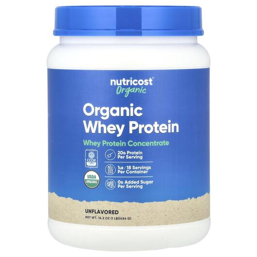 Основное фото товара Nutricost, Протеин, Organic Whey Protein Unflavored, 454 г