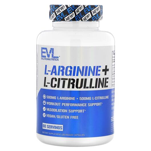 Основне фото товара L-Arginine + L-Citrulline, L-Аргінін, 120 капсул