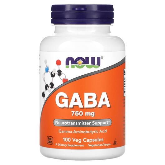 Основное фото товара NOW, ГАМК 750 мг, GABA 750 mg, 100 капсул