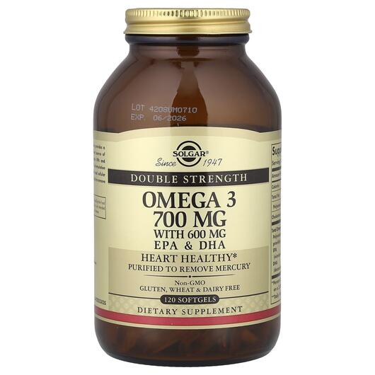 Основне фото товара Solgar, Omega-3 EPA & DHA, Омега 3 ЕПК і ДГК 700 мг, 120 капс