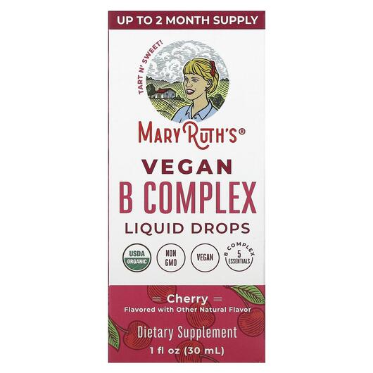 Основное фото товара B-комплекс, Vegan B Complex Liquid Drops Cherry, 30 мл