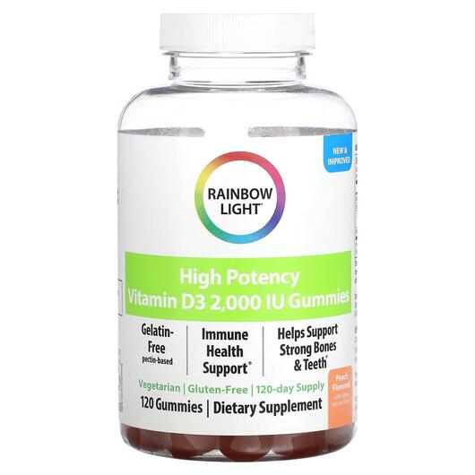 Основне фото товара High Potency Vitamin D3 Peach 2000 IU, Вітамін D3, 120 таблеток